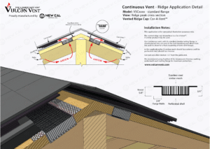 Cor-A-Vent™ Ridge Detail - Standard Flange - continuous vents